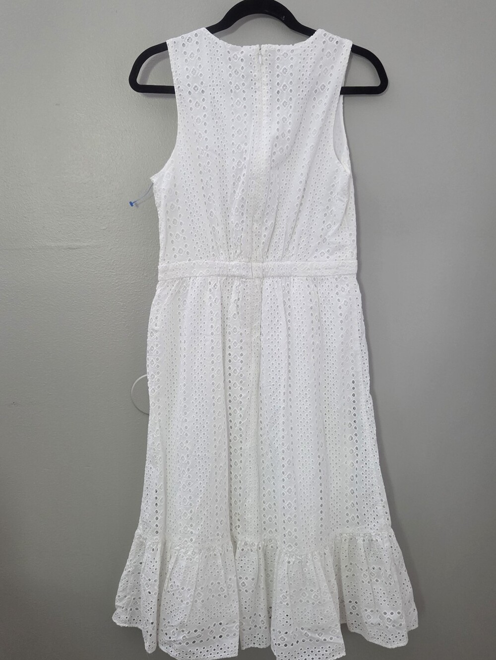 J.Crew Womens White Lace Teird Eyelet Midi Preppy Peasant Dress SZ 4  NWT - Picture 3 of 8